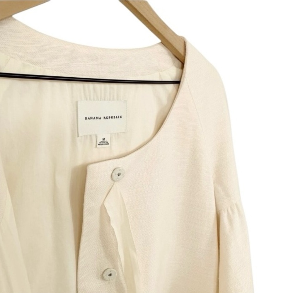 Banana Republic Cream 100% Linen Crop Jacket - Picture 4 of 8